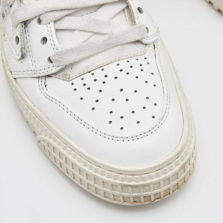 Pre Owned  Off-White White Leather and Canvas Off Court 3.0 High Top Sneakers Size 37