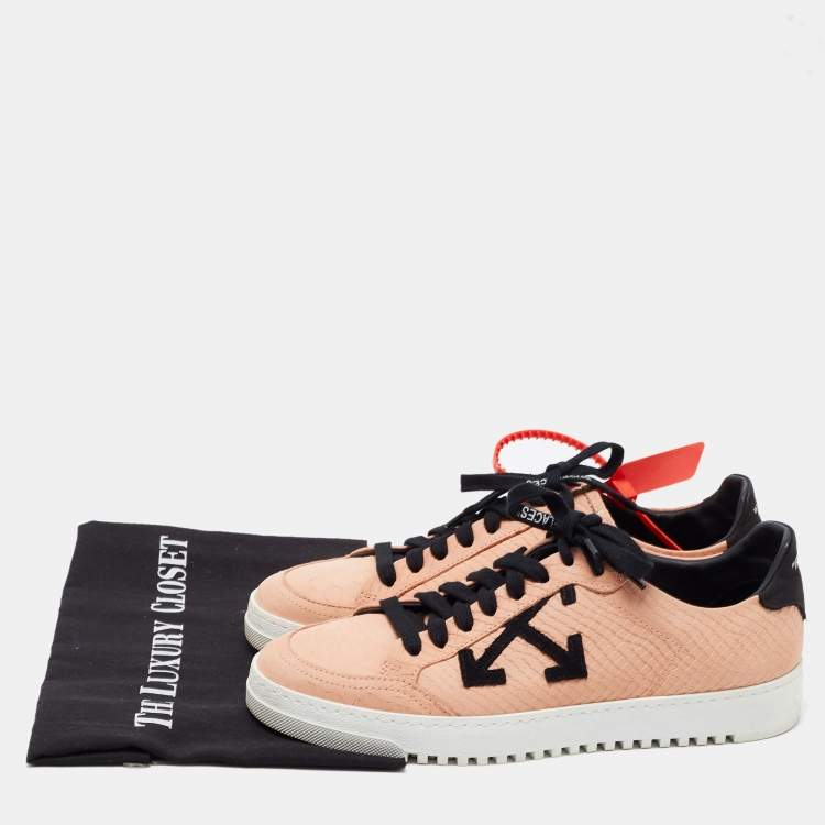 Pre Owned Off-White Pink Python Embossed Leather Low 2.0 Sneakers Size 39