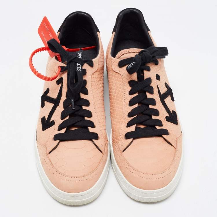 Pre Owned Off-White Pink Python Embossed Leather Low 2.0 Sneakers Size 39