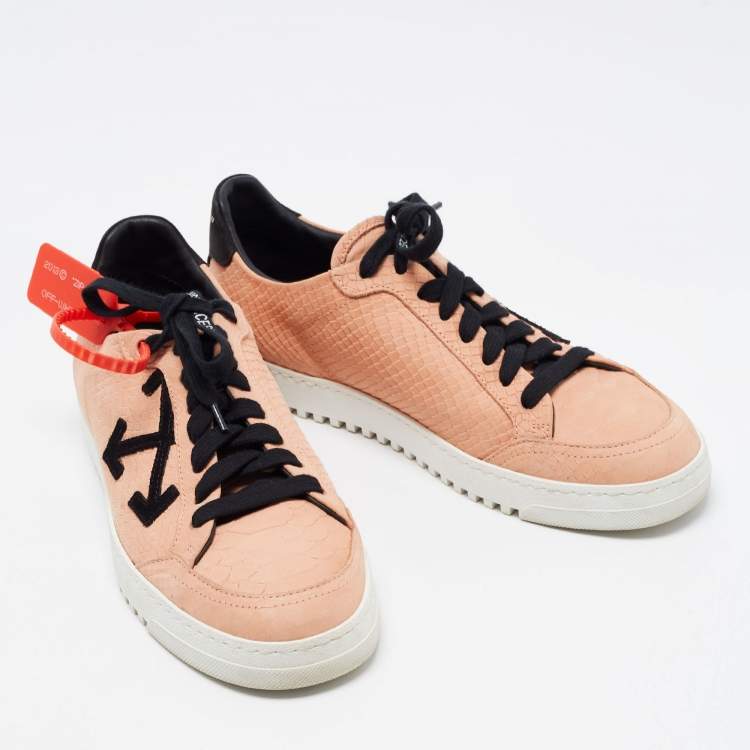 Pre Owned Off-White Pink Python Embossed Leather Low 2.0 Sneakers Size 39