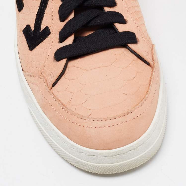 Pre Owned Off-White Pink Python Embossed Leather Low 2.0 Sneakers Size 39