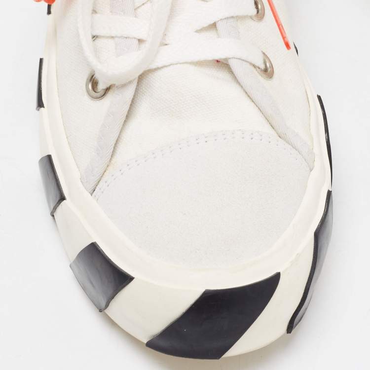 Pre Owned Off White White/Grey Canvas and Suede High Top Arrow Sneakers Size 40