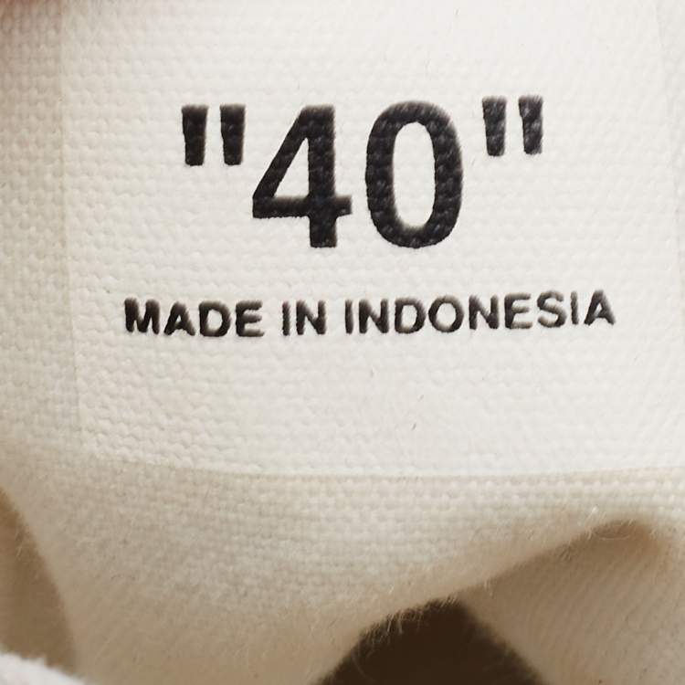 Pre Owned Off White White/Grey Canvas and Suede High Top Arrow Sneakers Size 40
