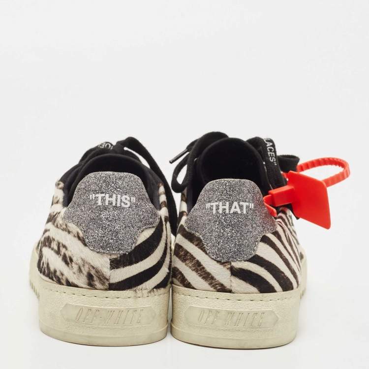 Pre Owned Off-White Black Suede and Calf Hair Low-top Zebra Arrow  Sneakers  Size 40