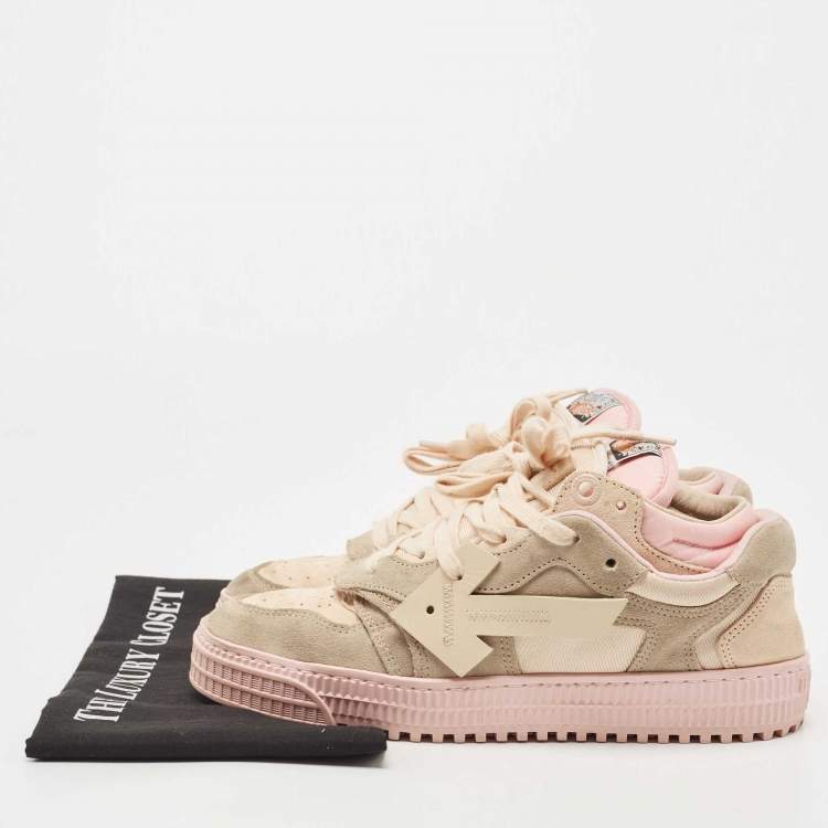 Pre Owned Off-White Tricolor Suede and Fabric Floating Arrow Sneakers Size 38
