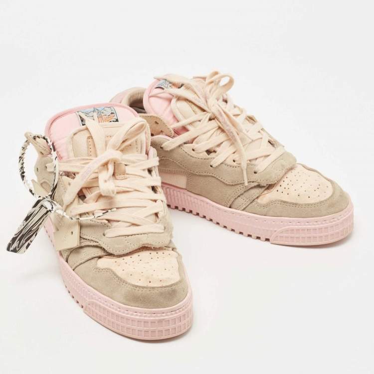 Pre Owned Off-White Tricolor Suede and Fabric Floating Arrow Sneakers Size 38