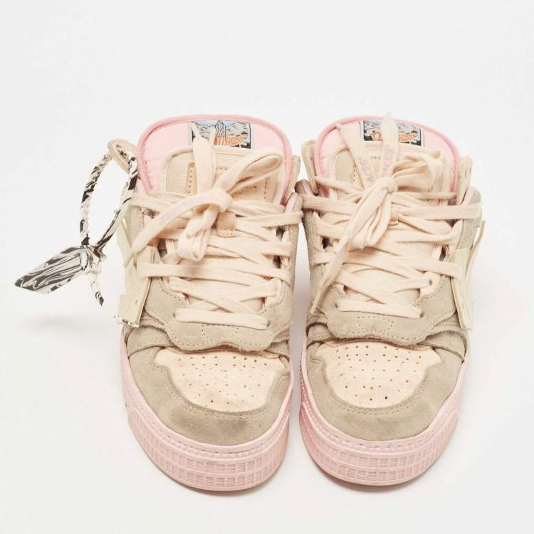 Pre Owned Off-White Tricolor Suede and Fabric Floating Arrow Sneakers Size 38