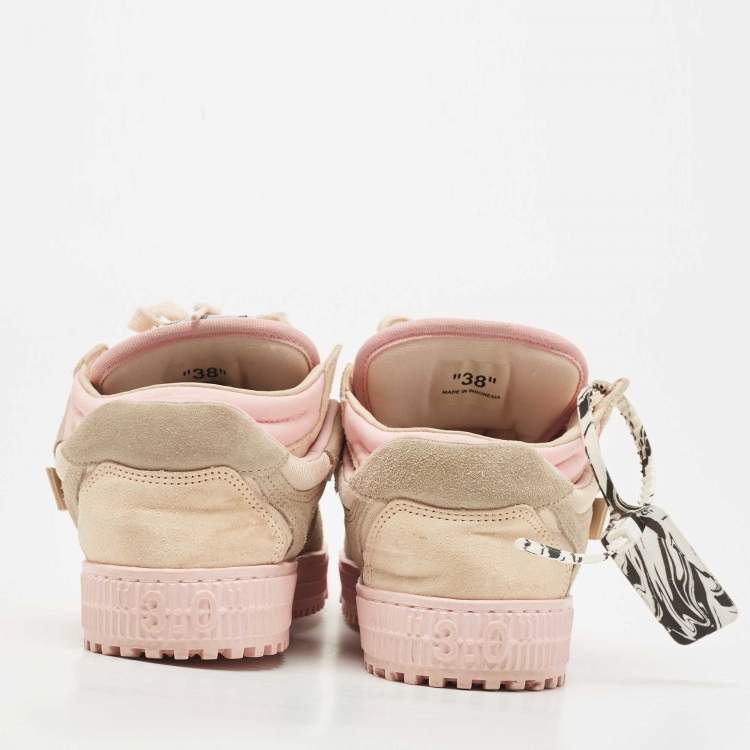 Pre Owned Off-White Tricolor Suede and Fabric Floating Arrow Sneakers Size 38