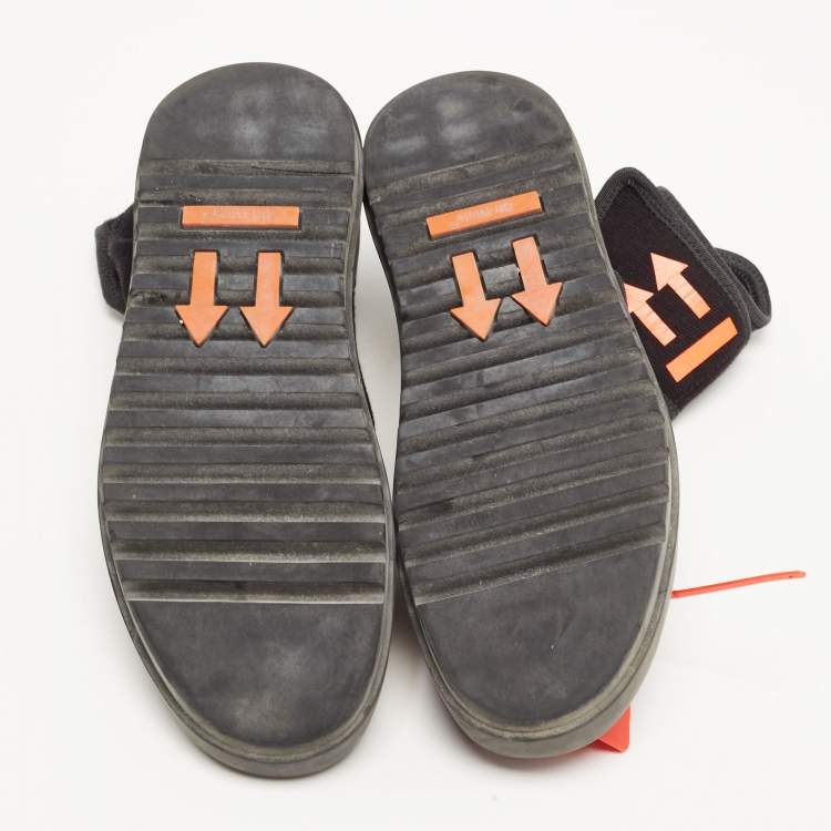 Pre Owned Off-White Black Knit Fabric Moto Wrap Velcro Detailed Sneakers Size 40