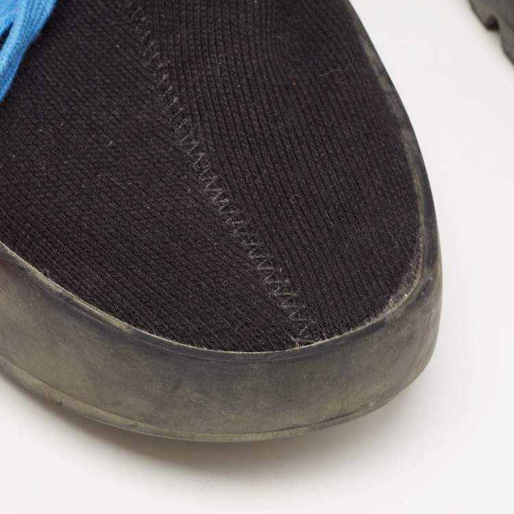 Pre Owned Off-White Black Knit Fabric Moto Wrap Velcro Detailed Sneakers Size 40