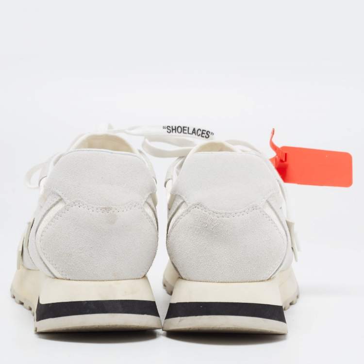 Pre Owned Off-White Grey/White Suede and Leather HG Runner Low Top Sneakers Size 40