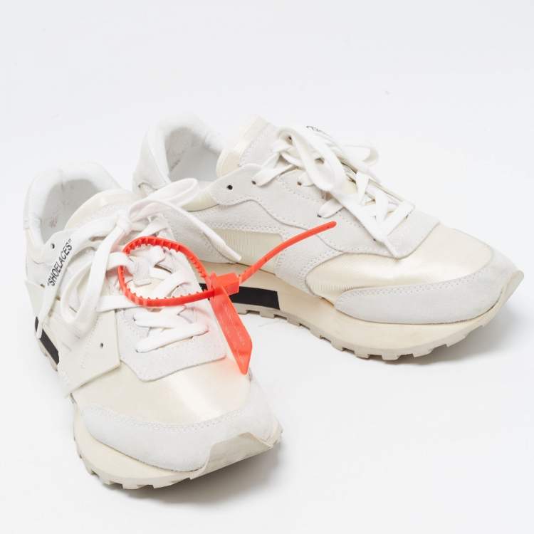 Pre Owned Off-White Grey/White Suede and Leather HG Runner Low Top Sneakers Size 40