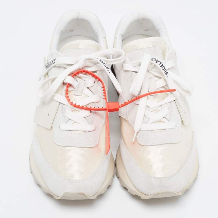 Pre Owned Off-White Grey/White Suede and Leather HG Runner Low Top Sneakers Size 40