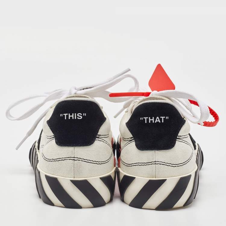 Pre Owned Off-White White/Black Suede Vulcanized Low Top Sneakers Size 38