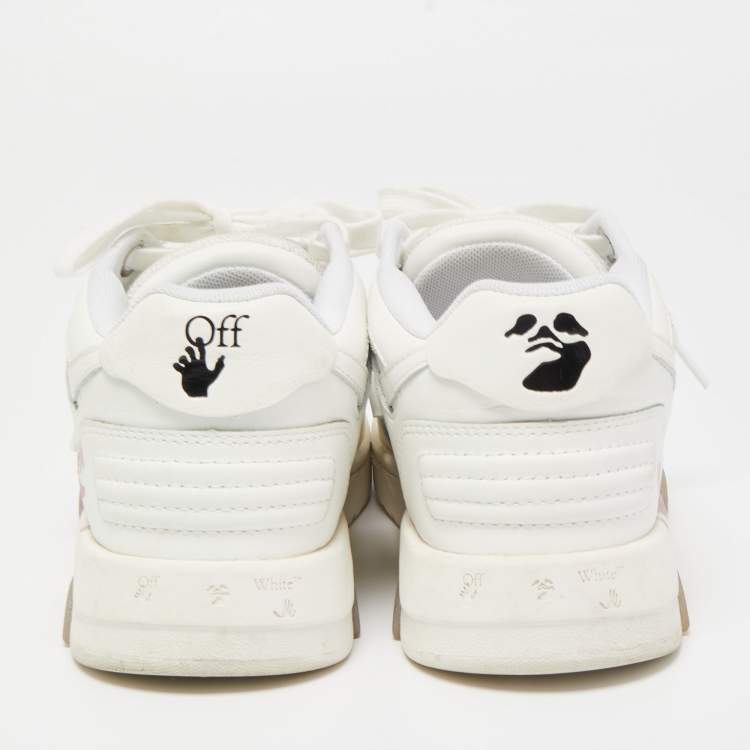 Pre Owned Off-White White Leather Logo-Print Lace-Up Sneakers Size 35