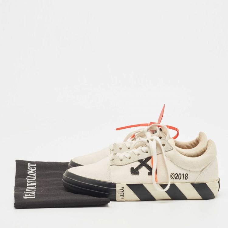Pre Owned Off-White White Canvas Vulcanized Sneakers Size 39