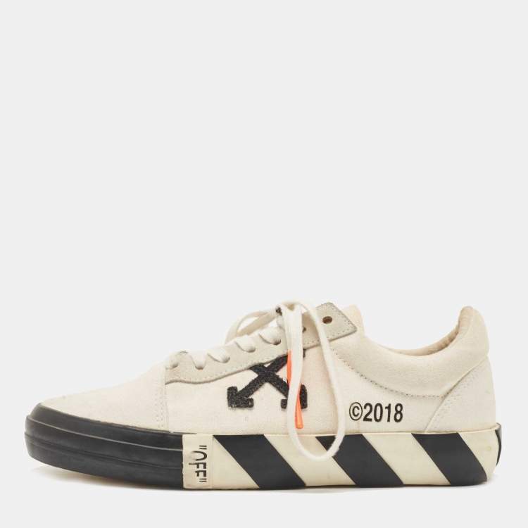 Pre Owned Off-White White Canvas Vulcanized Sneakers Size 39
