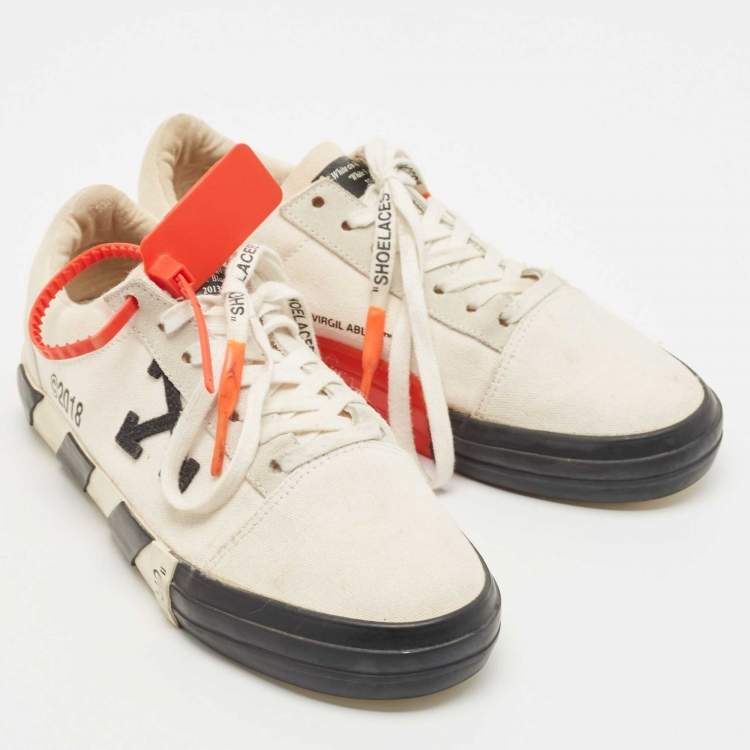 Pre Owned Off-White White Canvas Vulcanized Sneakers Size 39