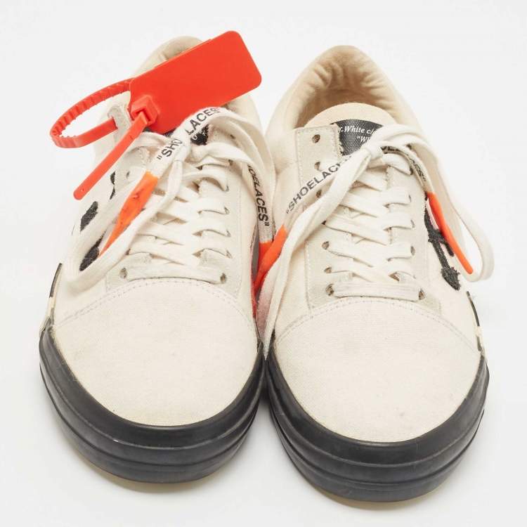 Pre Owned Off-White White Canvas Vulcanized Sneakers Size 39