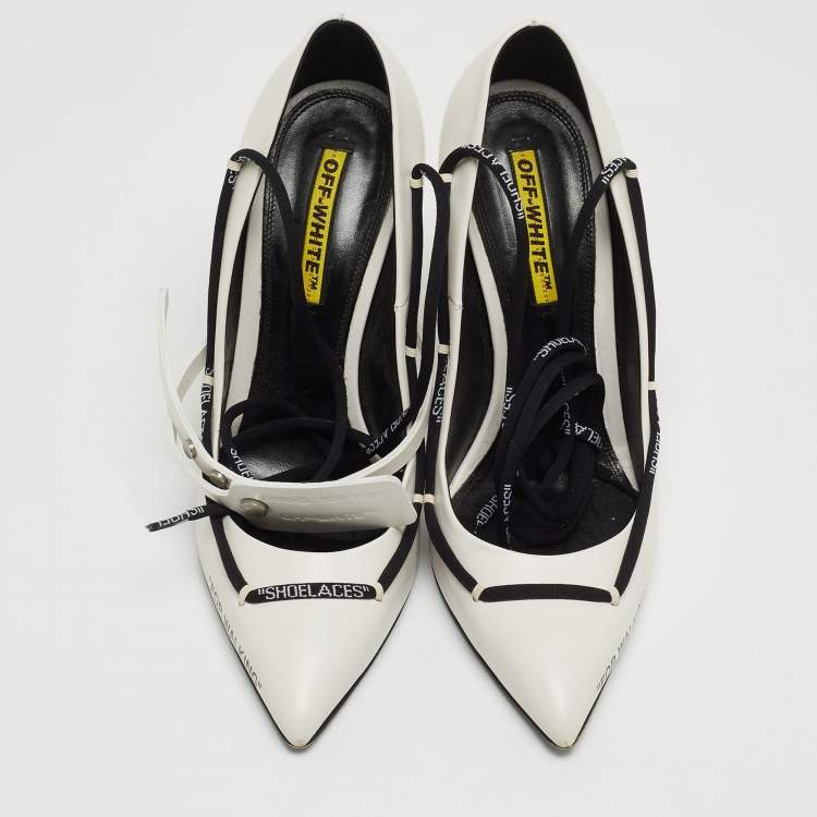 Pre Owned Off-White White Leather Lace Up Pumps Size 40