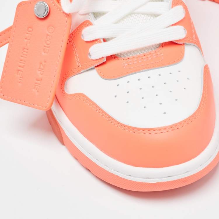 Pre Owned Off-White Orange/White Leather Out Of Office Low Top Sneakers Size 36