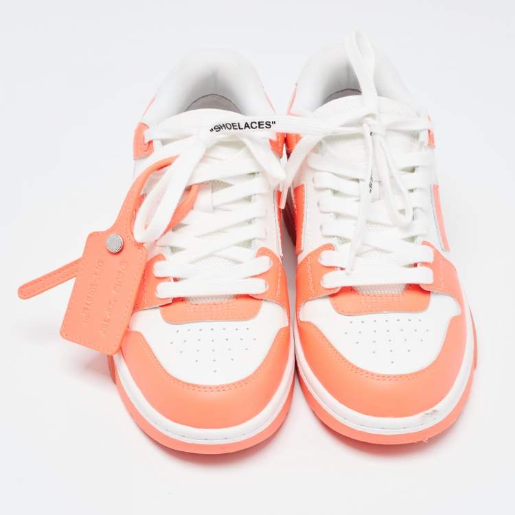 Pre Owned Off-White Orange/White Leather Out Of Office Low Top Sneakers Size 36