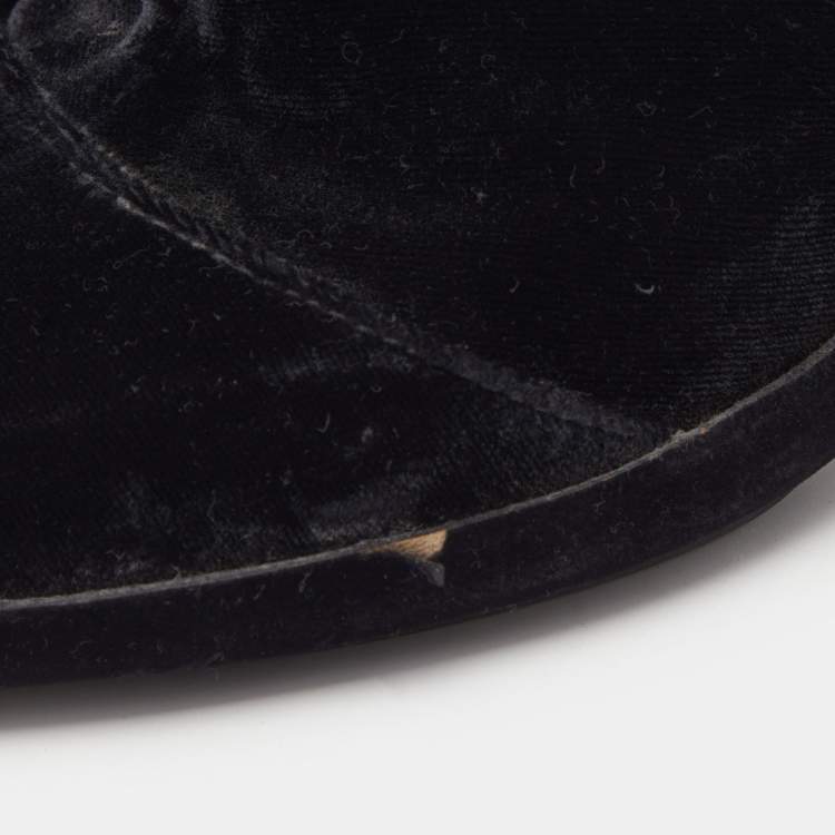 Pre Owned Off-White Black Velvet Block Heel Ankle Boots Size 39