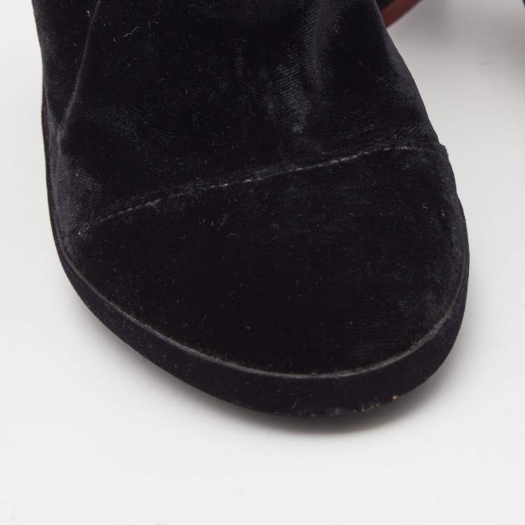 Pre Owned Off-White Black Velvet Block Heel Ankle Boots Size 39