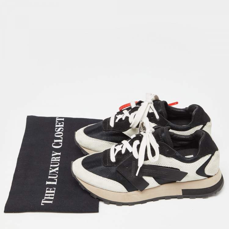 Pre Owned Off-White Black/Grey Suede and Fabric Arrow HG Runner Sneakers Size 36