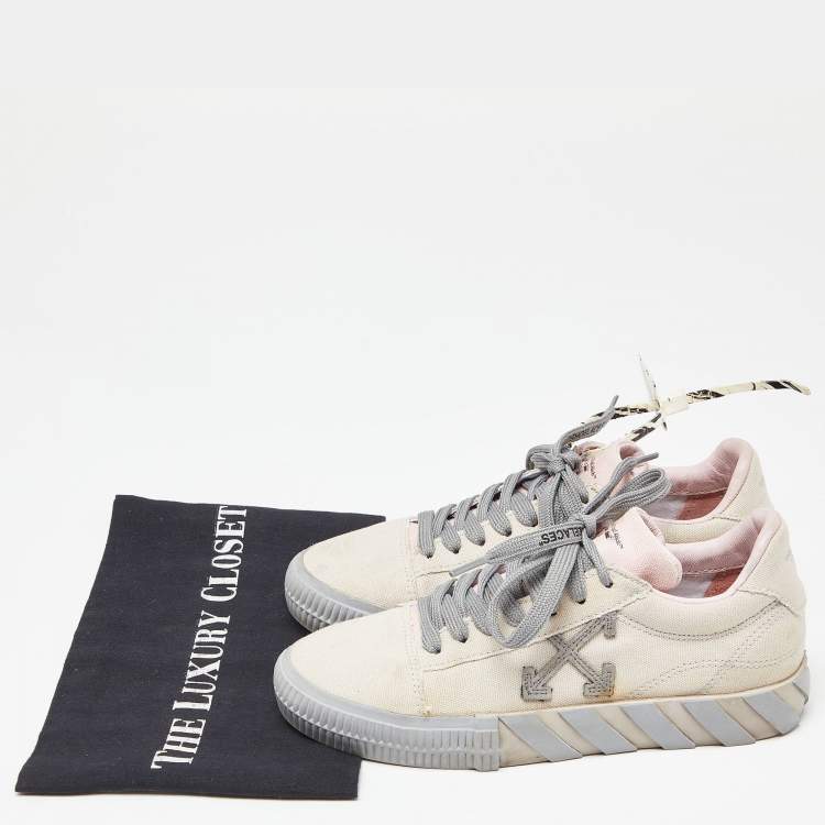 Pre Owned Off White Beige Canvas Low Top Sneakers Size 37