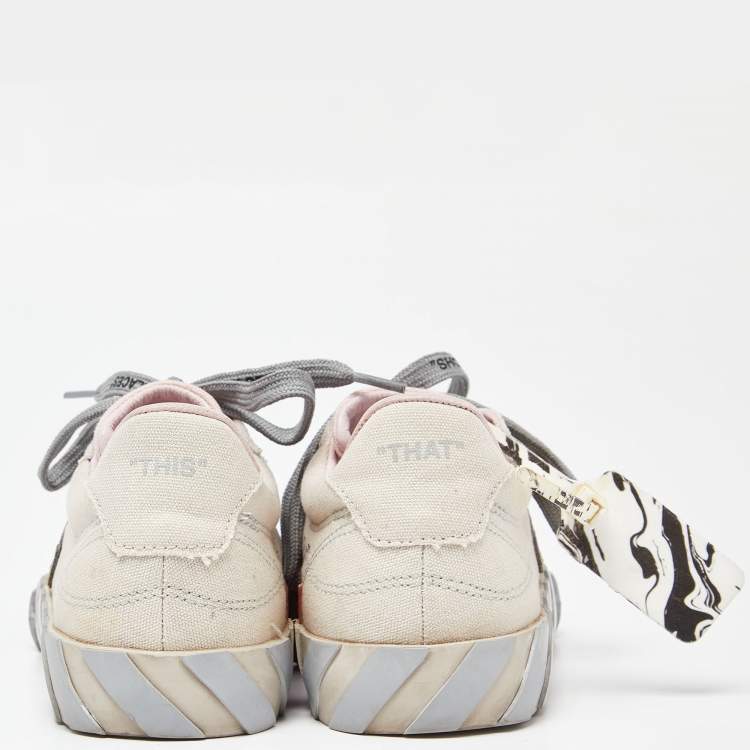 Pre Owned Off White Beige Canvas Low Top Sneakers Size 37