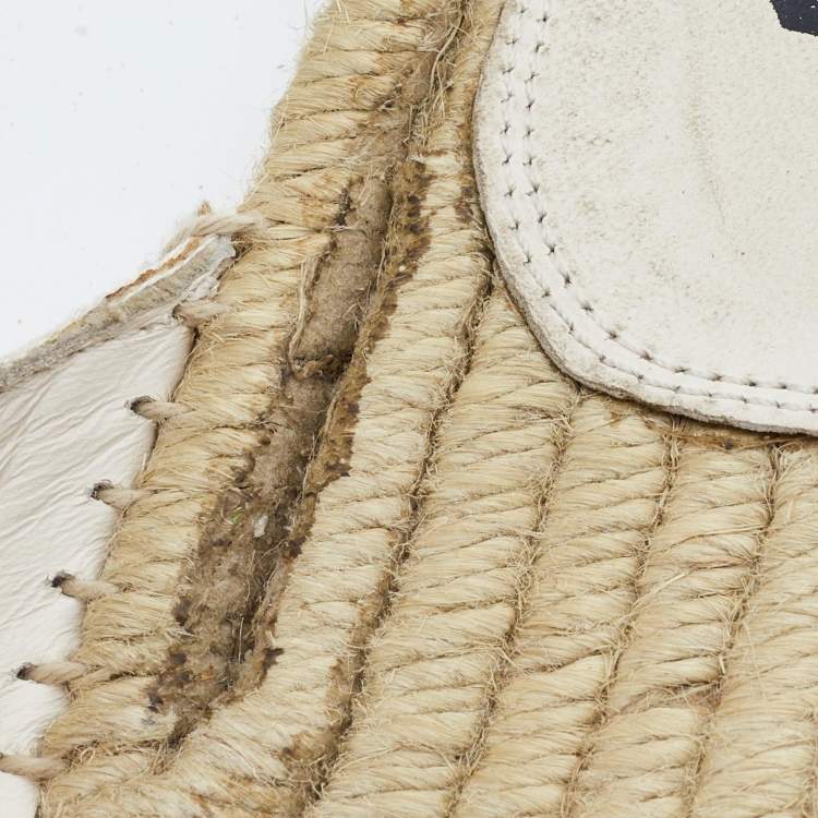 Pre Owned Off-White Grey Canvas Crisscross Espadrille Sandals Size 39