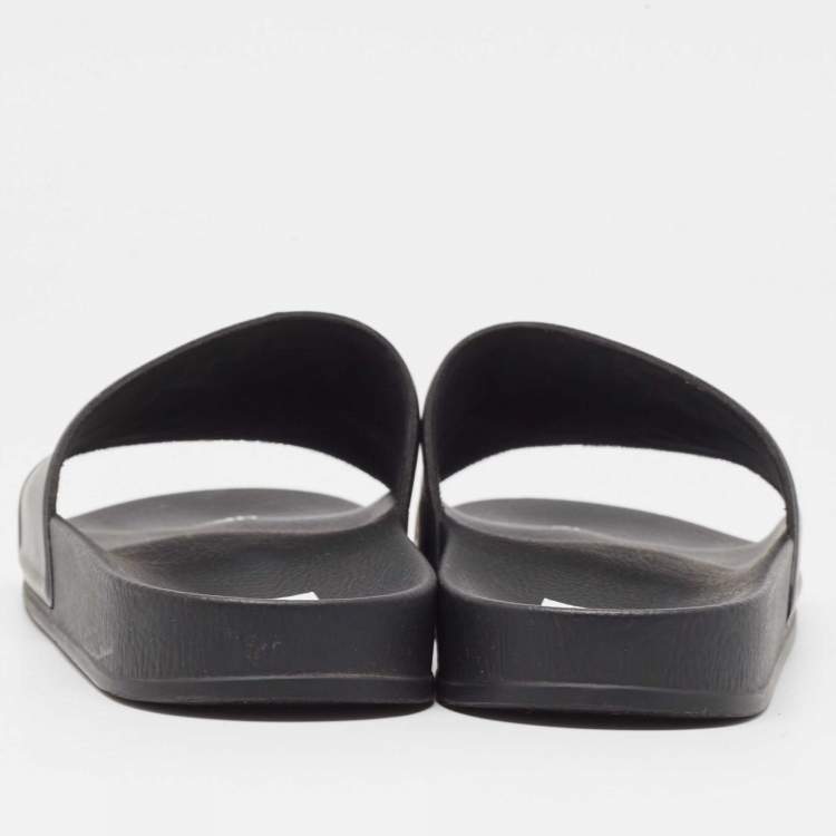 Pre Owned Off-White Black Rubber Arrow Pool Slides Size 41