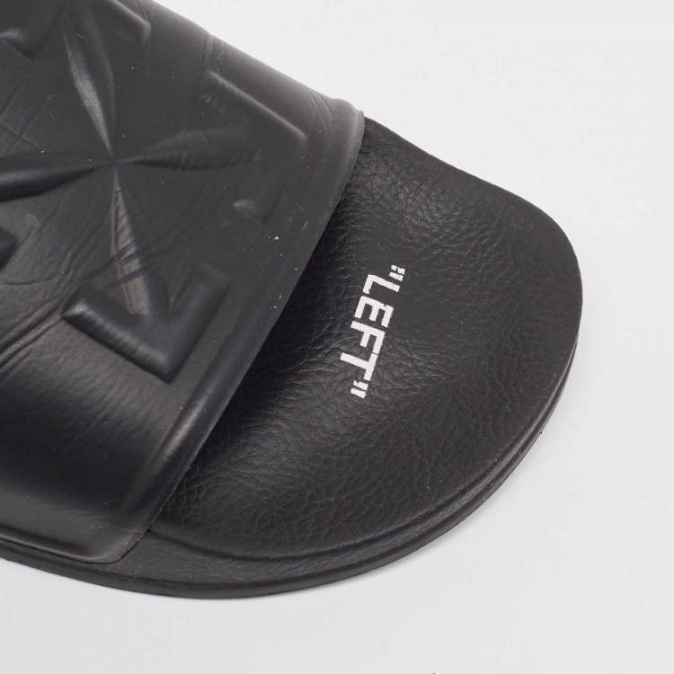 Pre Owned Off-White Black Rubber Arrow Pool Slides Size 41