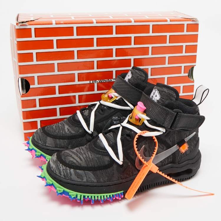 Pre Owned Off-White x Nike Black Mesh Air Force 1 Mid Sneakers Size 36.5