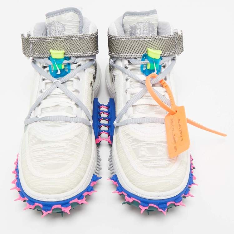 Pre Owned Off-White x Nike White Mesh Air Force 1 Mid Sneakers Size 36.5