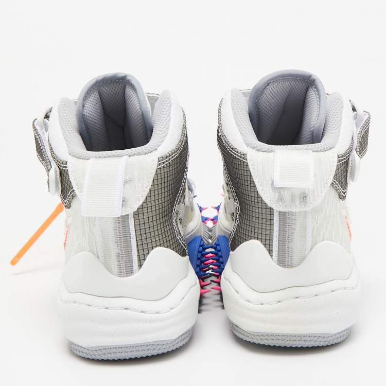 Pre Owned Off-White x Nike White Mesh Air Force 1 Mid Sneakers Size 36.5