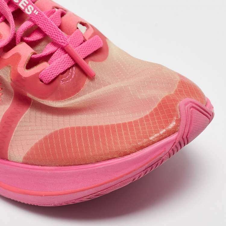 Pre Owned Off-White x Nike Pink Mesh Zoom Fly Low Top Sneakers Size 38.5