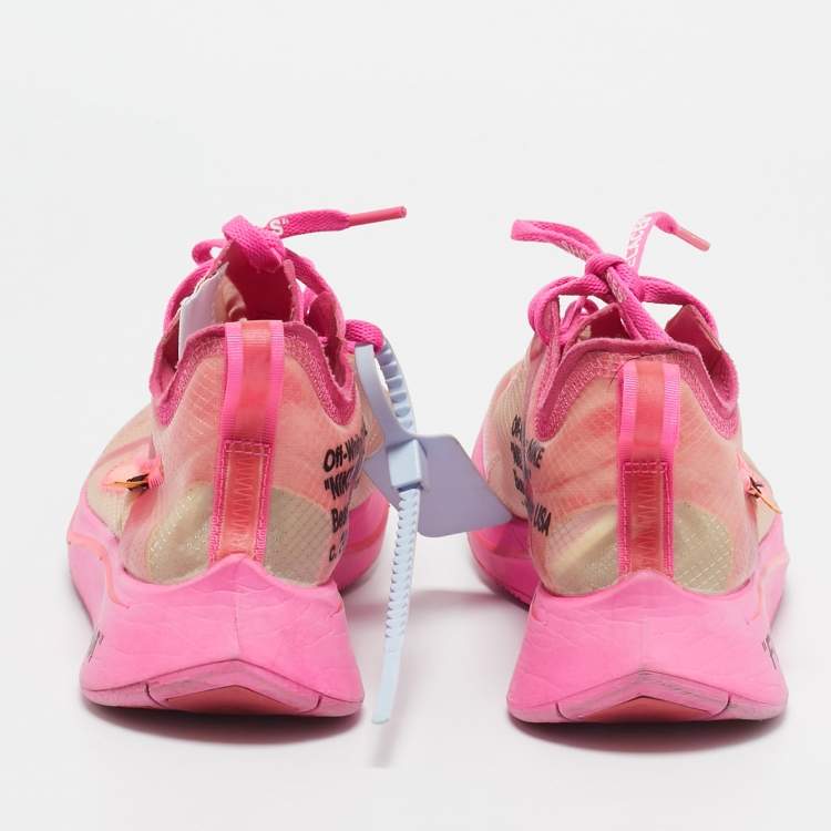 Pre Owned Off White x Nike Shocking Pink Translucent Nylon The 10 Nike Zoom Fly Sneakers Size 38.5
