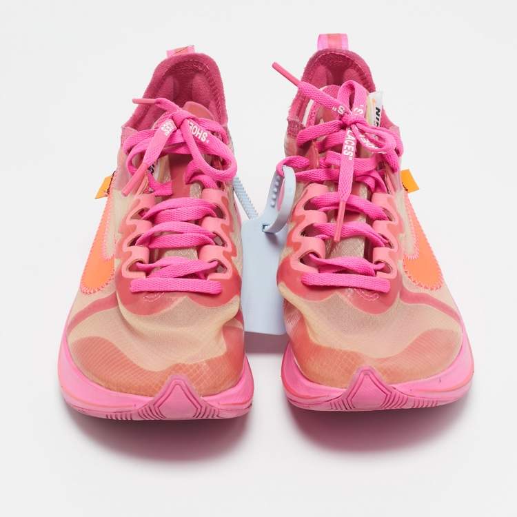 Pre Owned Off White x Nike Shocking Pink Translucent Nylon The 10 Nike Zoom Fly Sneakers Size 38.5