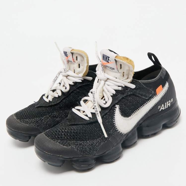 Pre Owned Off-White x Nike Black Knit Fabric Air VaporMax Sneakers Size 38