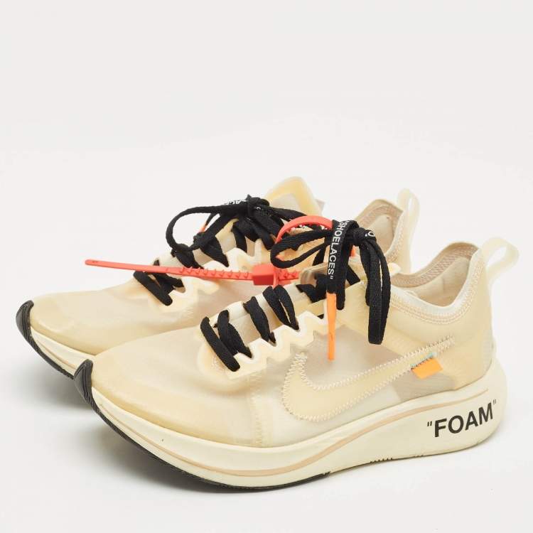 Pre Owned Off White x Nike Two Tone Mesh Zoom Fly SP Black Sneakers Size 39