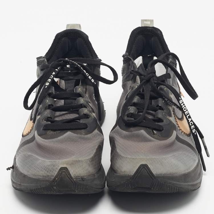 Pre Owned Off White x Nike Black/Silver Mesh And Polyurethane Zoom Fly Low Top Sneakers Size 40,5