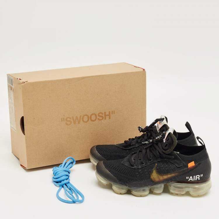 Pre Owned Off-White x Nike Black Knit Fabric Air VaporMax Sneakers Size 37.5