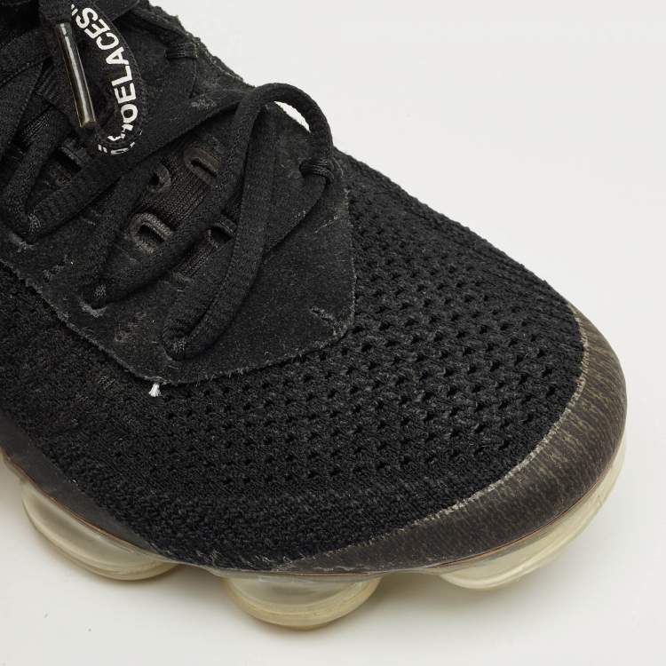 Pre Owned Off-White x Nike Black Knit Fabric Air VaporMax Sneakers Size 37.5