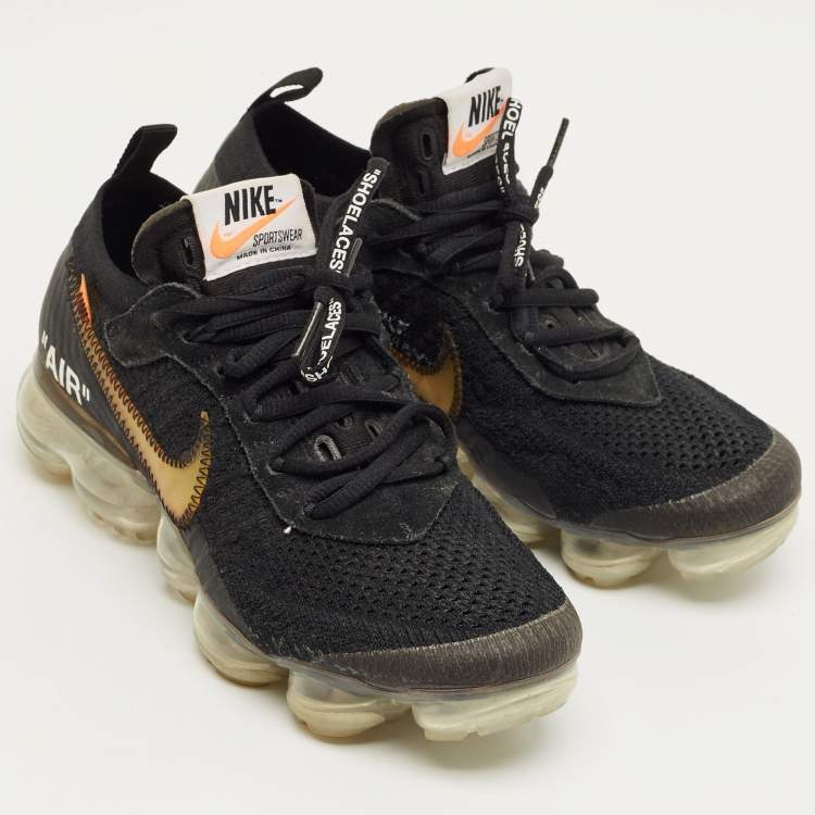 Pre Owned Off-White x Nike Black Knit Fabric Air VaporMax Sneakers Size 37.5