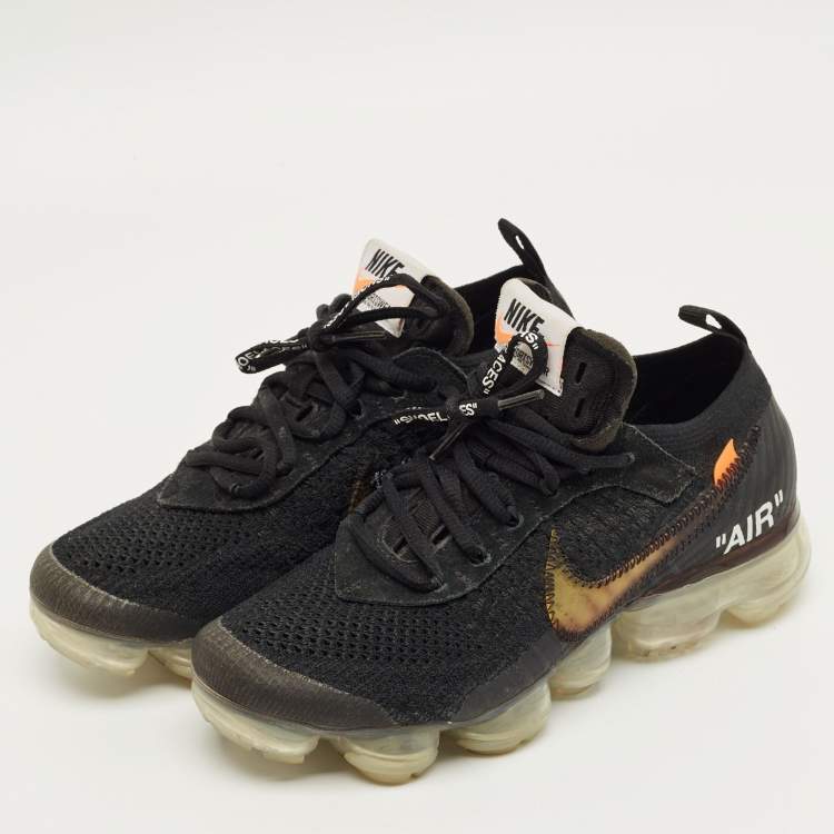 Pre Owned Off-White x Nike Black Knit Fabric Air VaporMax Sneakers Size 37.5