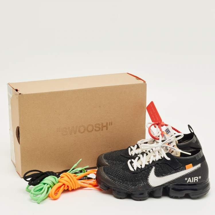 Pre Owned Off-White x Nike Black Knit Fabric Air VaporMax Sneakers Size 36.5