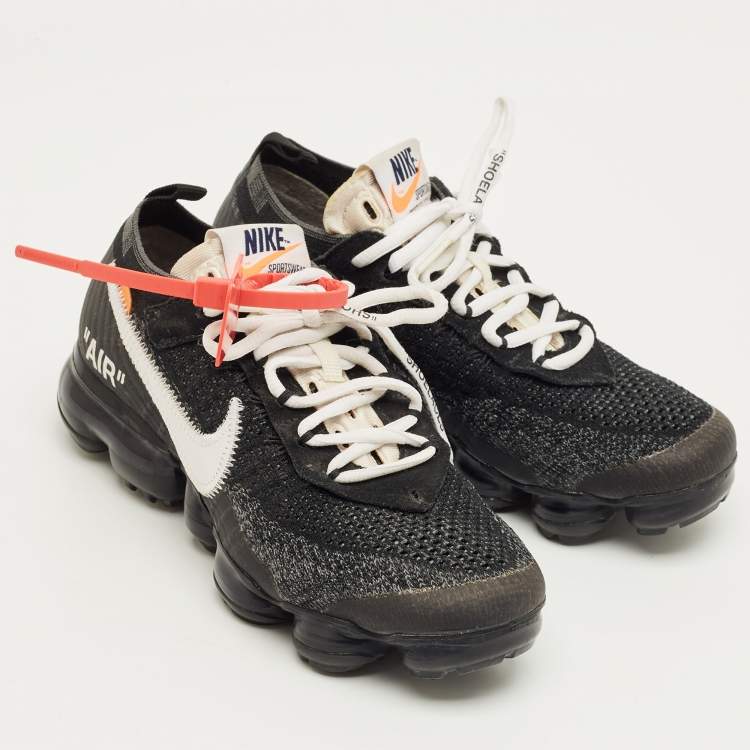 Pre Owned Off-White x Nike Black Knit Fabric Air VaporMax Sneakers Size 36.5