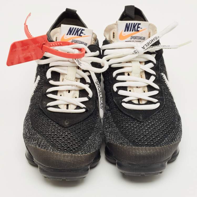 Pre Owned Off-White x Nike Black Knit Fabric Air VaporMax Sneakers Size 36.5